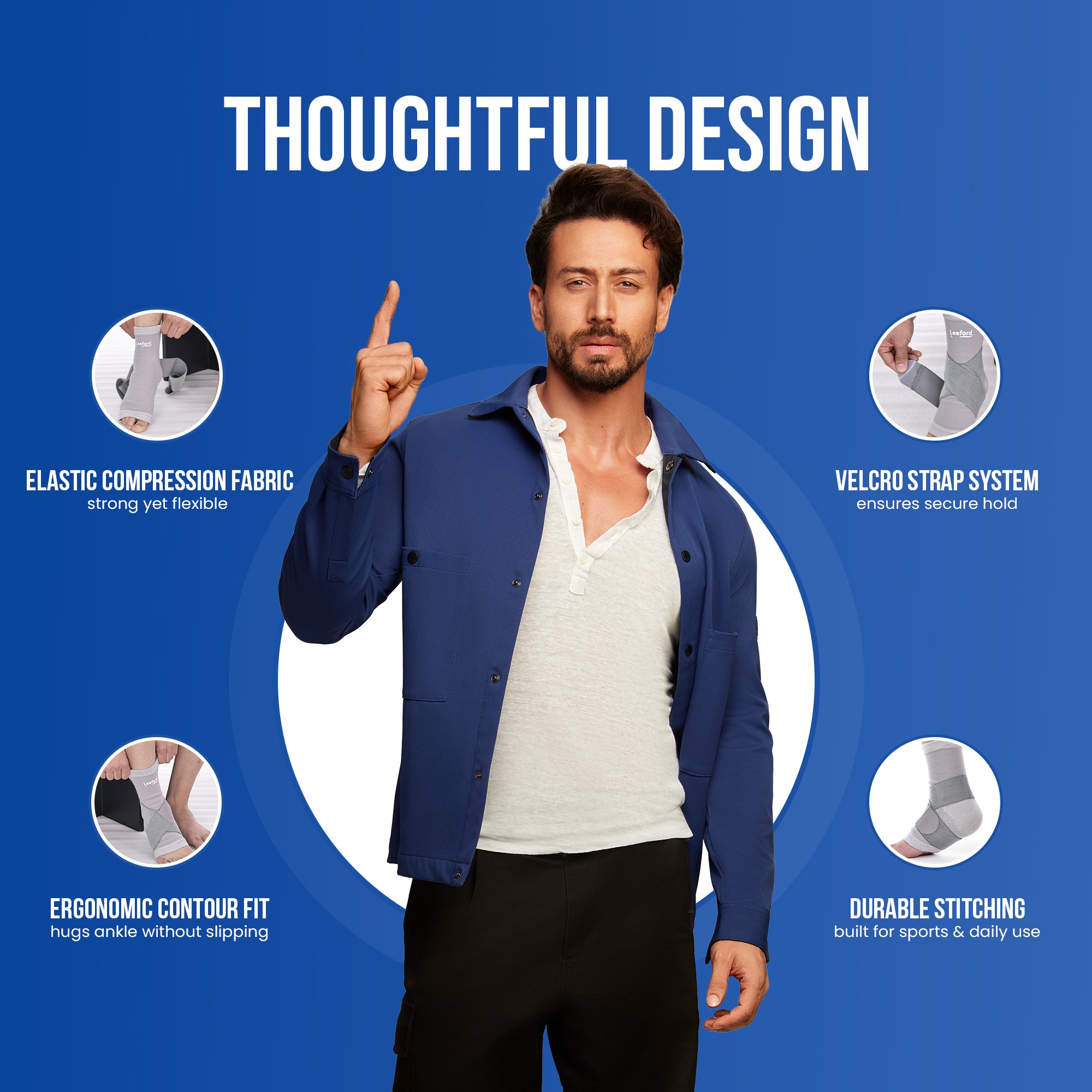 ankle binder with elastic compression fabric velcro straps ergonomic design n durable stiching