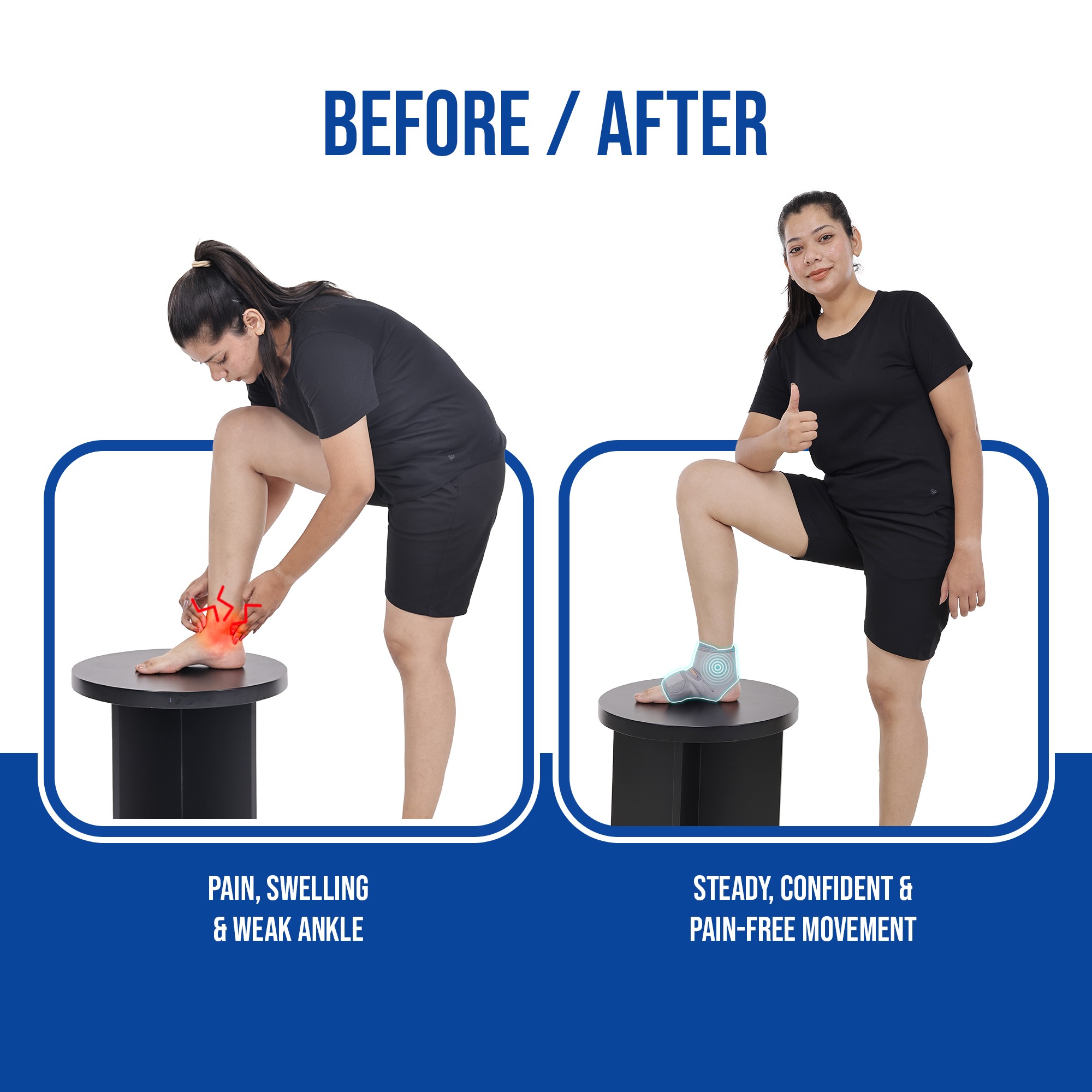 ankle wraps before n after use comparison