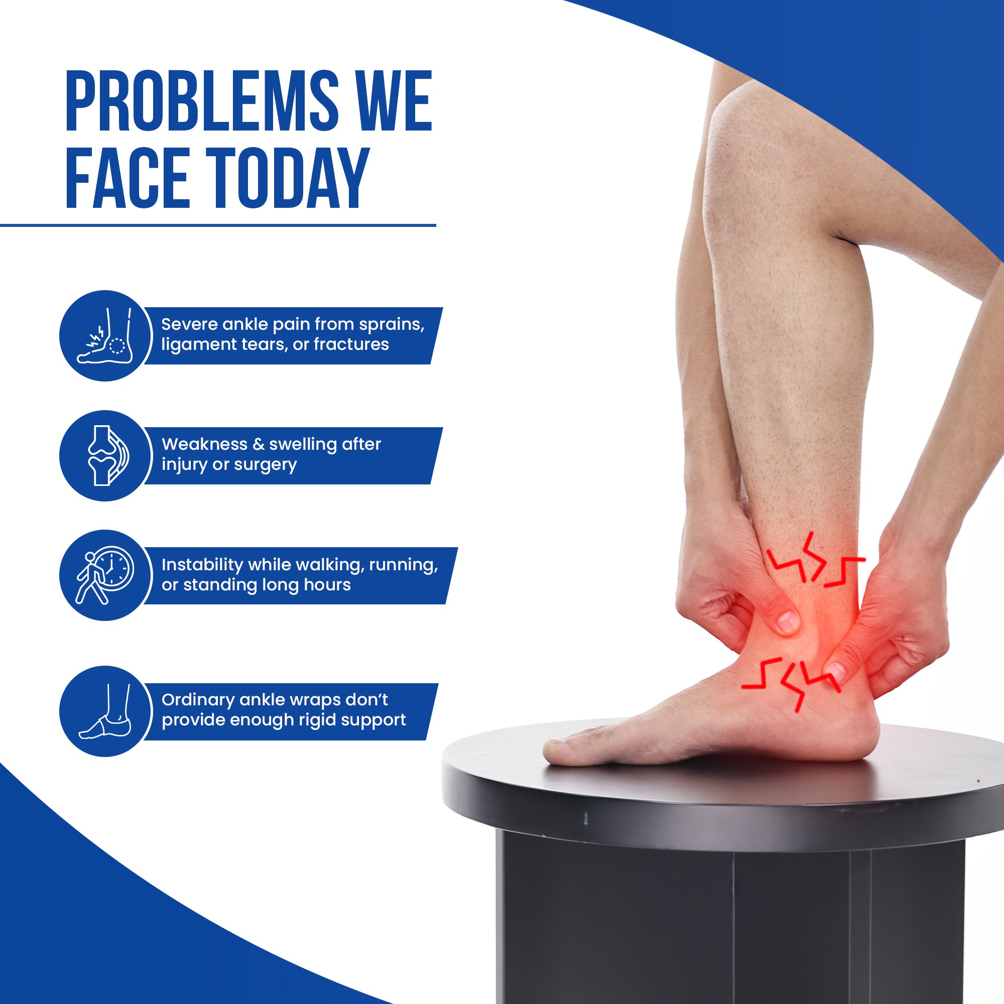 ankle pain problems like weakness n swelling after ankle injury or recovery