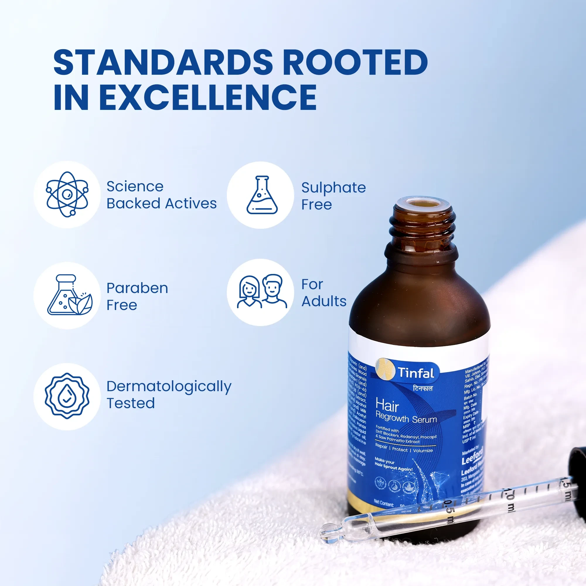 Tinfal Hair Regrowth Serum | 50ml | DHT Blockers to help Repair, Protect & Volumize Hair