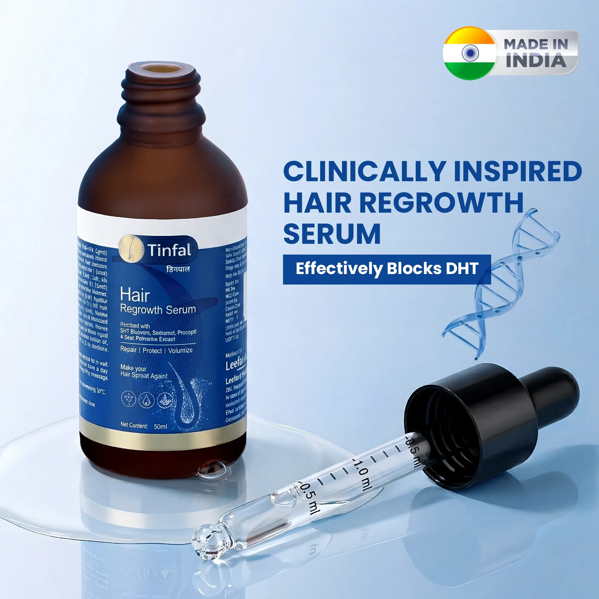 Tinfal Hair Regrowth Serum | 50ml | DHT Blockers to help Repair, Protect & Volumize Hair