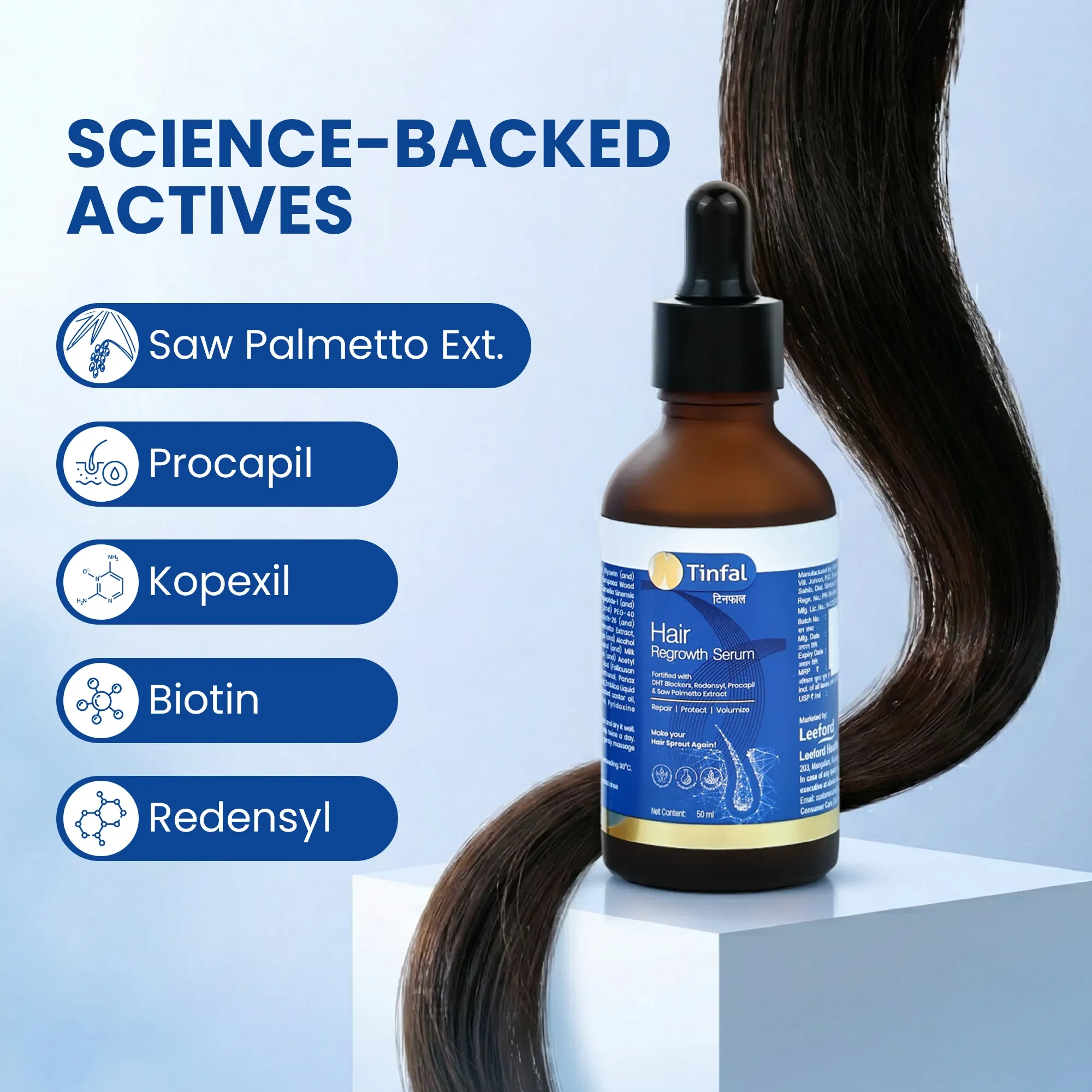 Tinfal Hair Regrowth Serum | 50ml | DHT Blockers to help Repair, Protect & Volumize Hair