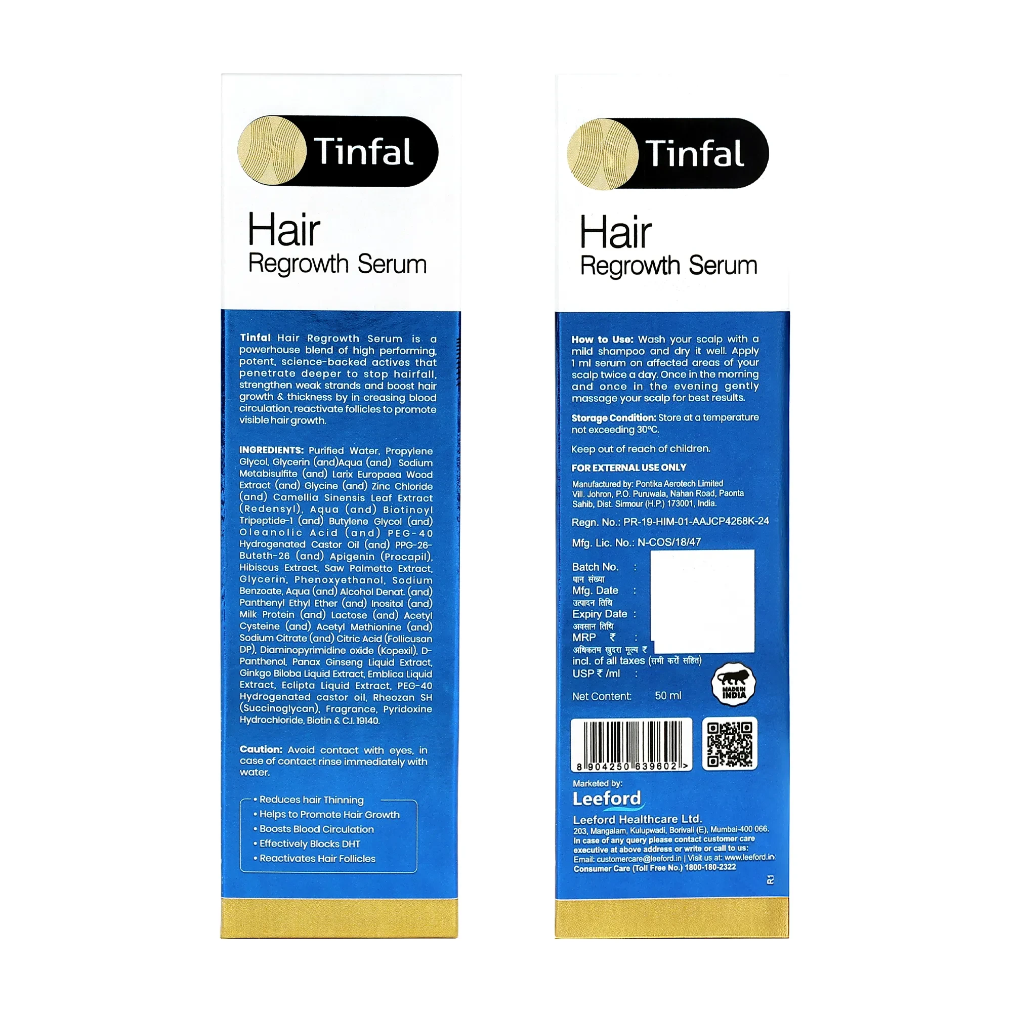 Tinfal Hair Regrowth Serum | 50ml | DHT Blockers to help Repair, Protect & Volumize Hair