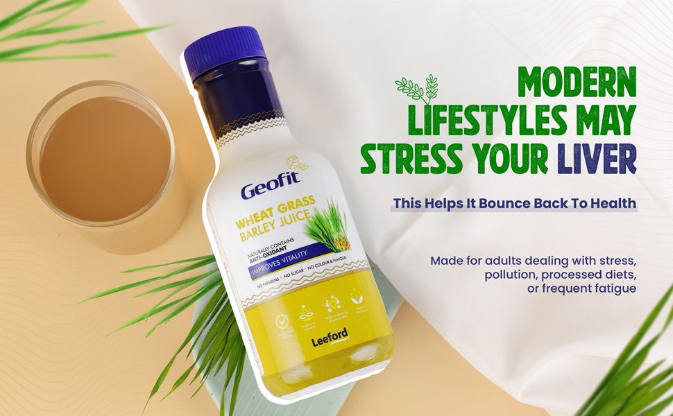 geofit wheat grass barley juice is made for adults dealing with stress and processed diets