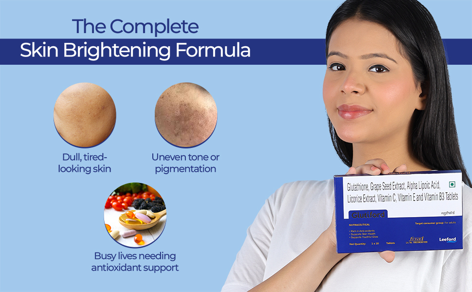 Glutiford Capsules with Anti-oxidants For Skin Health ingredients