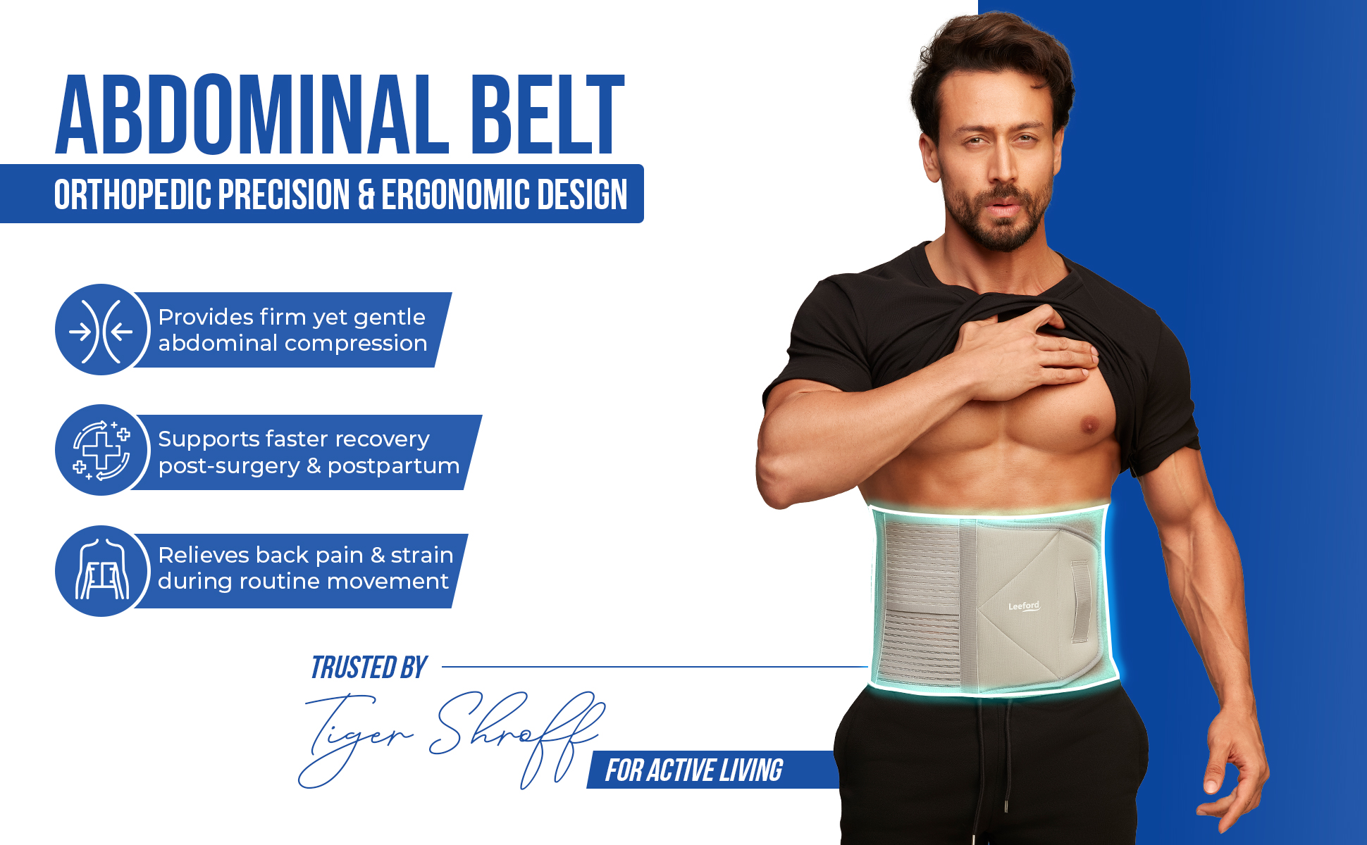 Leeford abdominal belt provides gentle abdominal compression n support faster post surgery recovery