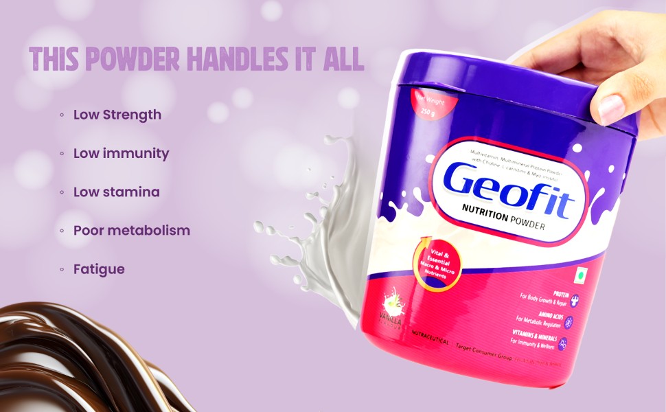 Geofit Vanilla Flavoured Nutrition Powder low strength immunity stamina