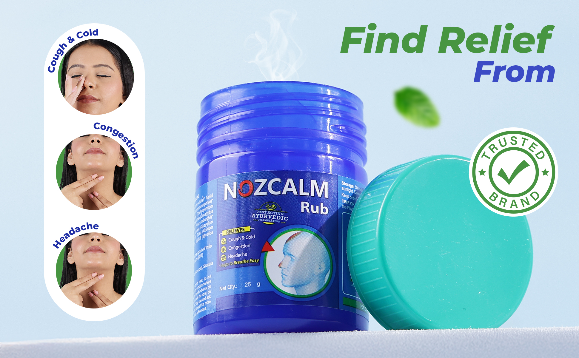 Nozcalm rub get relief rom cold n cough congestion and headaches