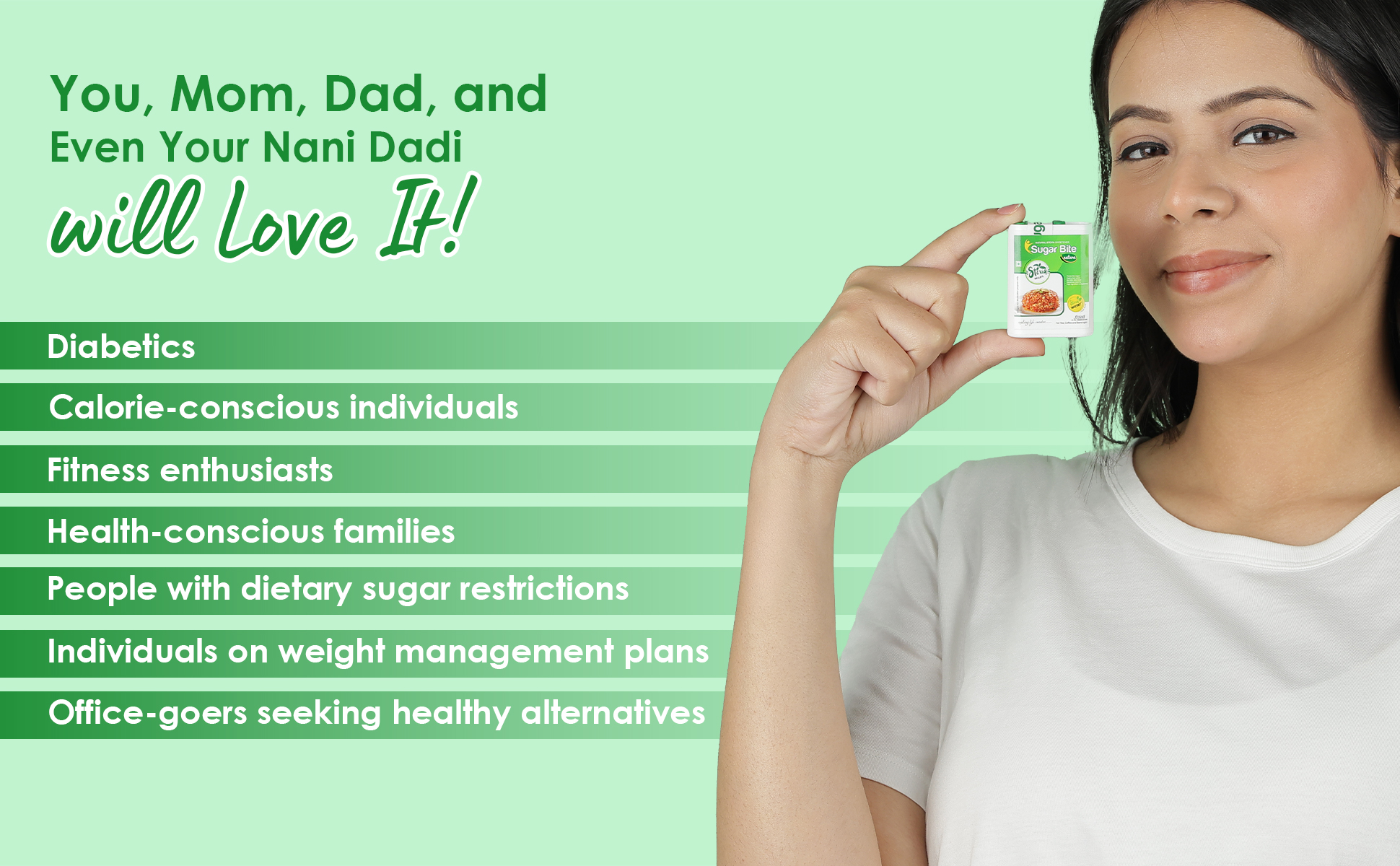 Sugar bite natura sweetener pellets use by sportsman adults