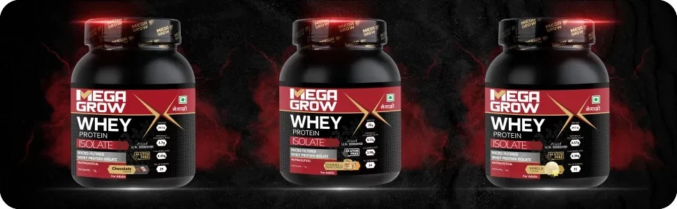 Megagrow whey protein powder range