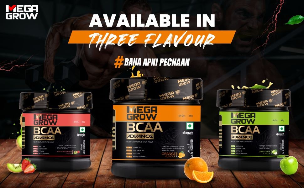 Megagrow BCAA Powder available in three flavour