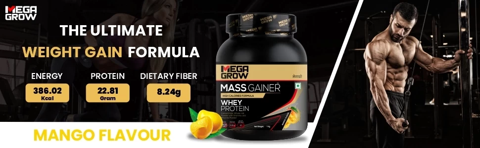 Megagrow Mass Gainer Mango Flavor with Shaker ultimate weight gain formula
