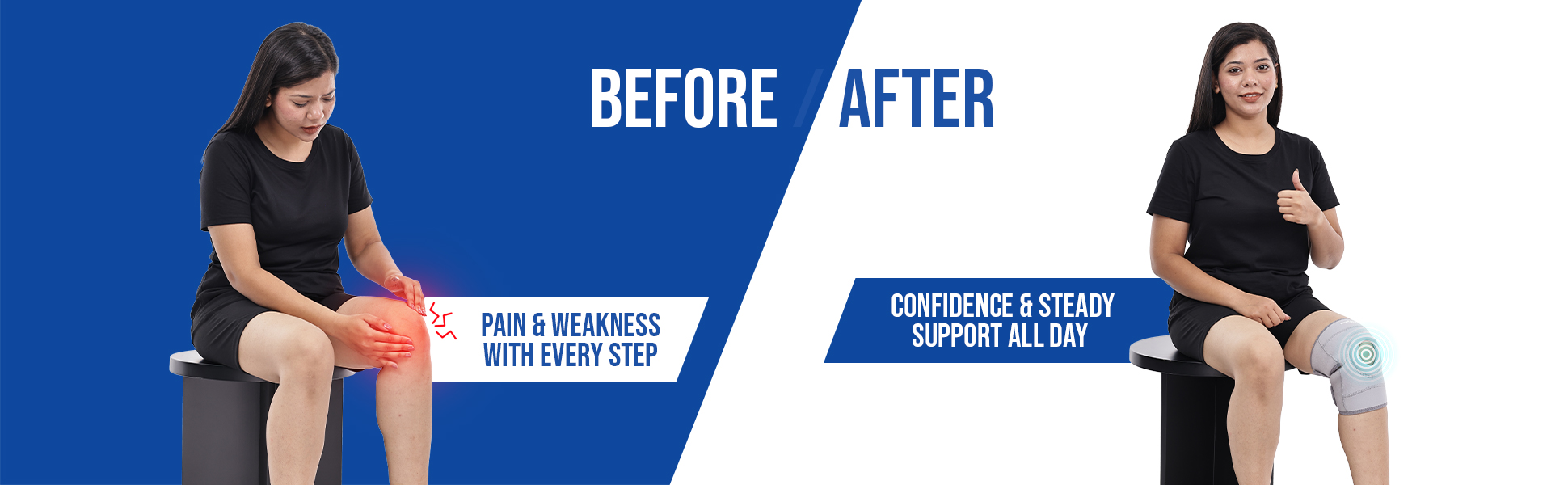 knee wrap before and after use effects