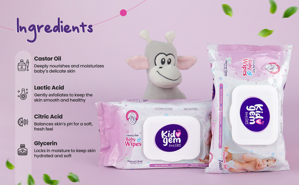 Kidogem Baby Wipes with natural ingredients