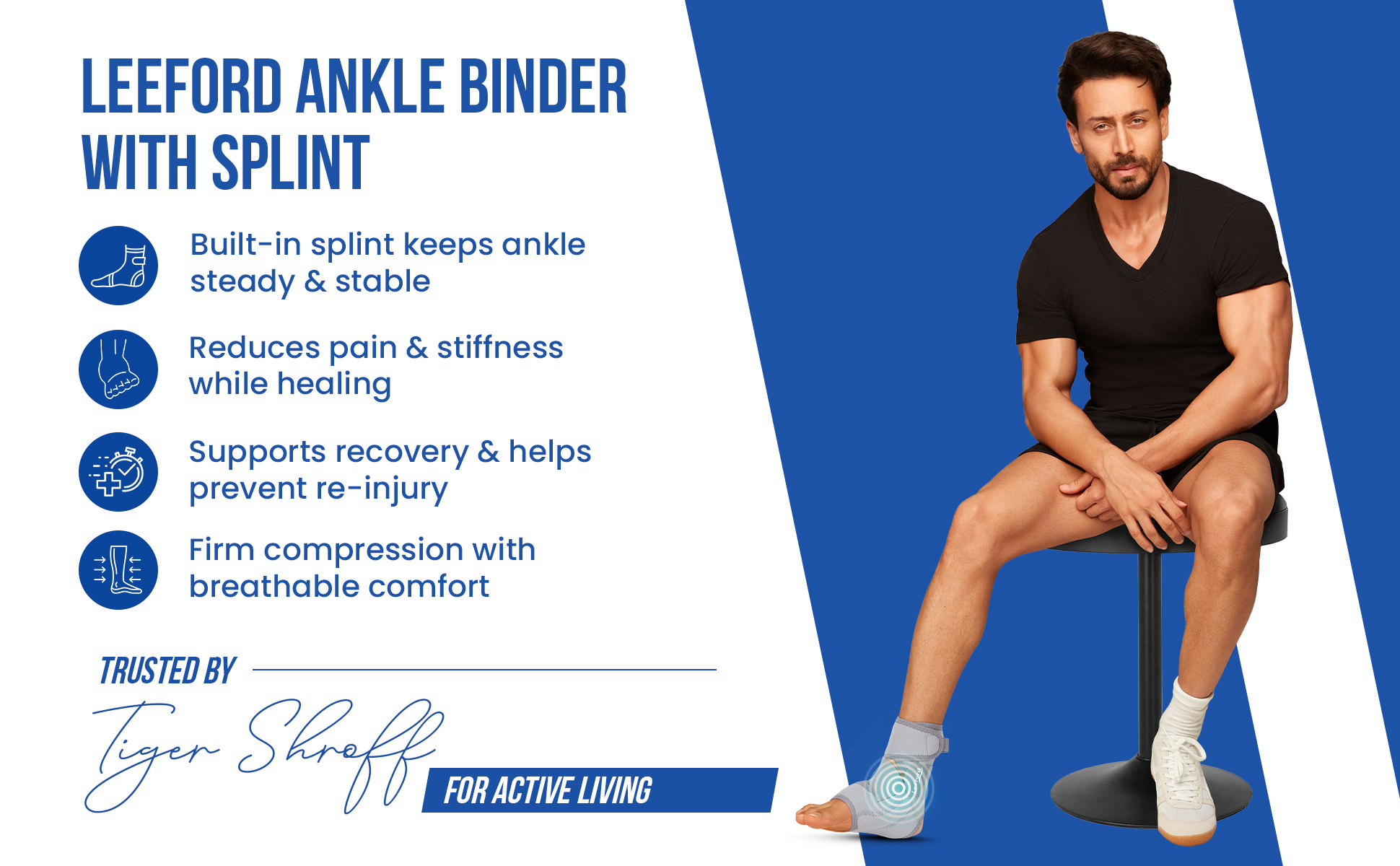 ankle brace with built in splint with keeps ankle steady n stable reduce pain n swelling