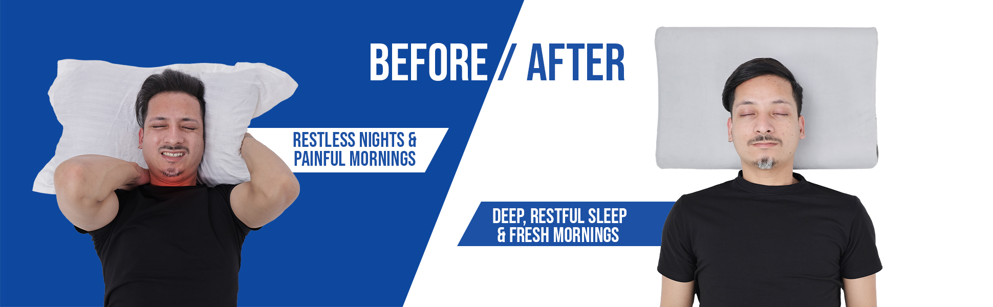 cervical pillow before and after use comparison