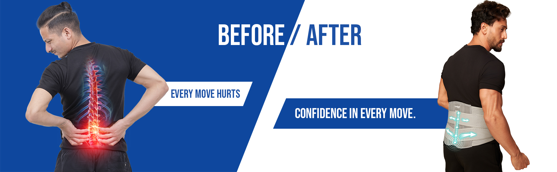 back pain belt before and after use comparison