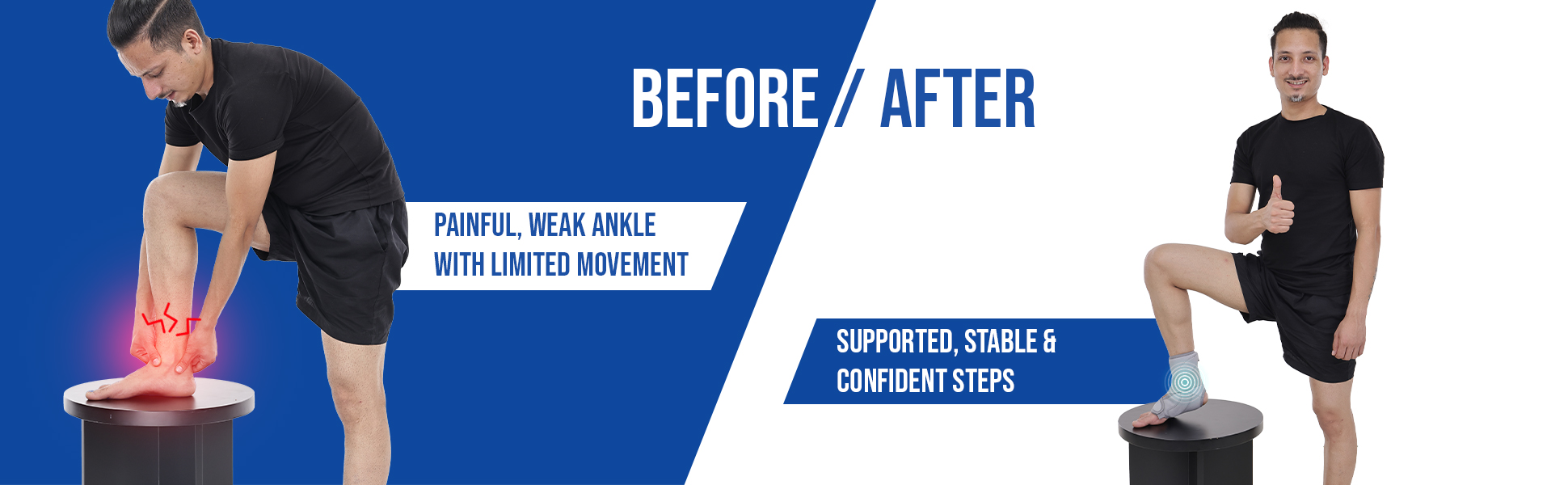 ankle brace before and after use product comparison