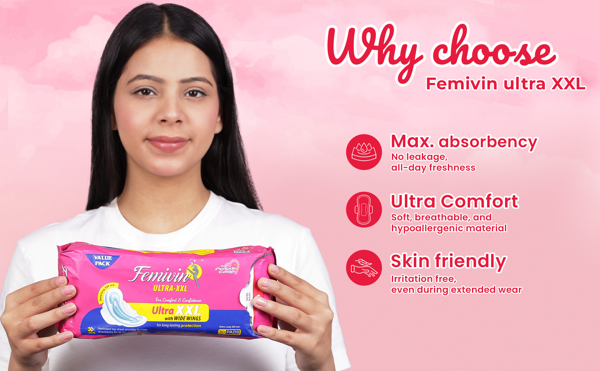 Femivin Ultra thin Sanitary Pads with max absorbance ultra comfort