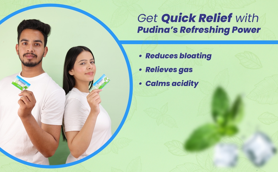 Dynacid pudina sachet reduces bloating gas and acidity
