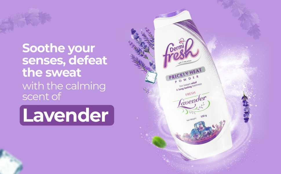 Dermi Fresh prickly heat lavander powder soothe your senses and defeat the sweat