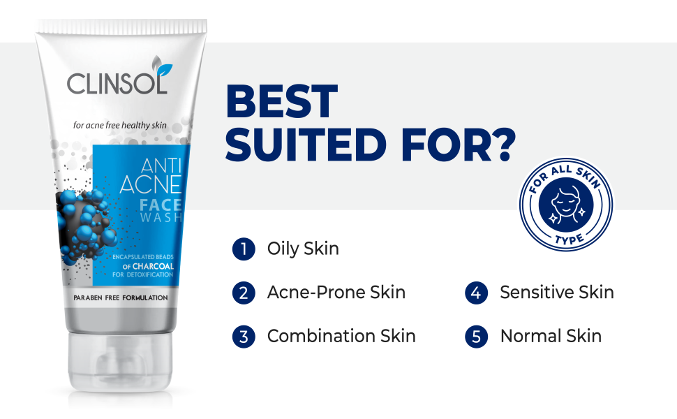 Clinsol Charcoal Face Wash suited for oily skin