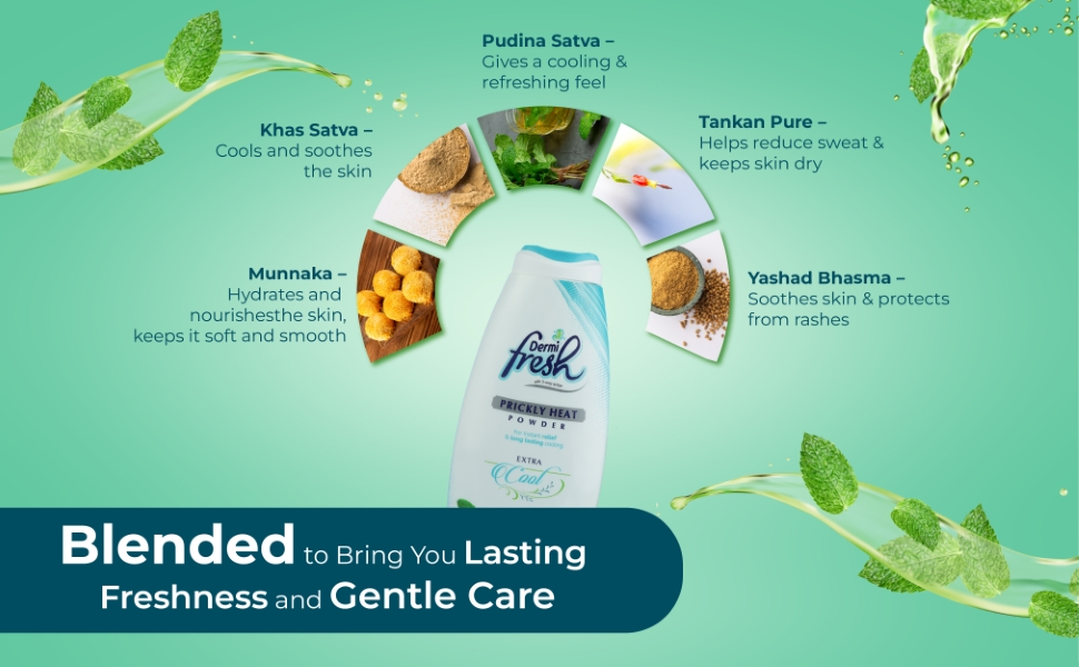 Dermi fresh prickly heat powder with ayurvedic key ingredients