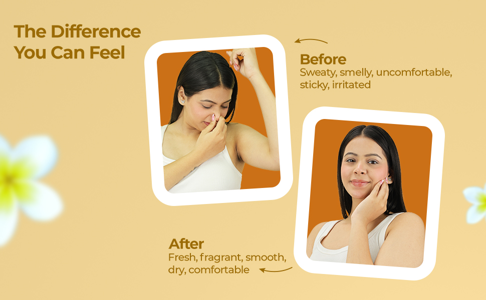 Dermi fresh prickly heat powder with lemon fragrance before and after use effects