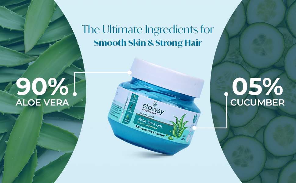 eloway transparent aloe vera gel with nintey percent aloe vera and five percent cucumber