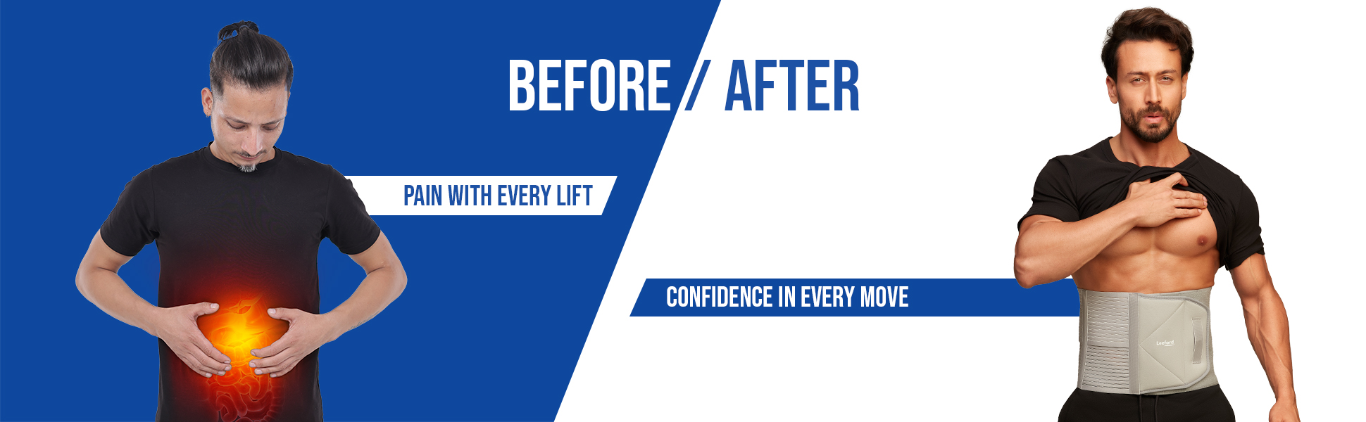 Leeford abdominal belt before and after use comparison