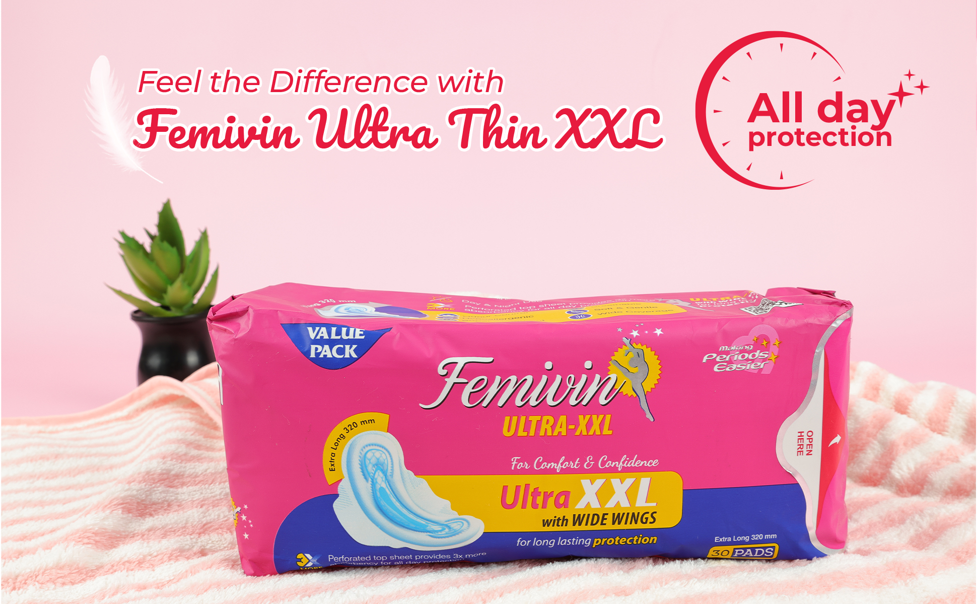 Femivin Ultra thin Sanitary Pads for all day protection