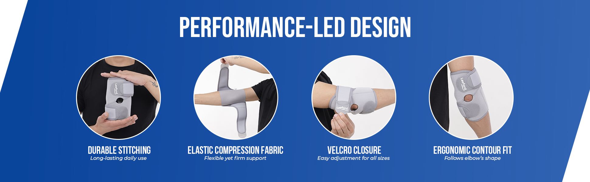 elbow brace with durable stiching elastic compression fabric n velcro closure