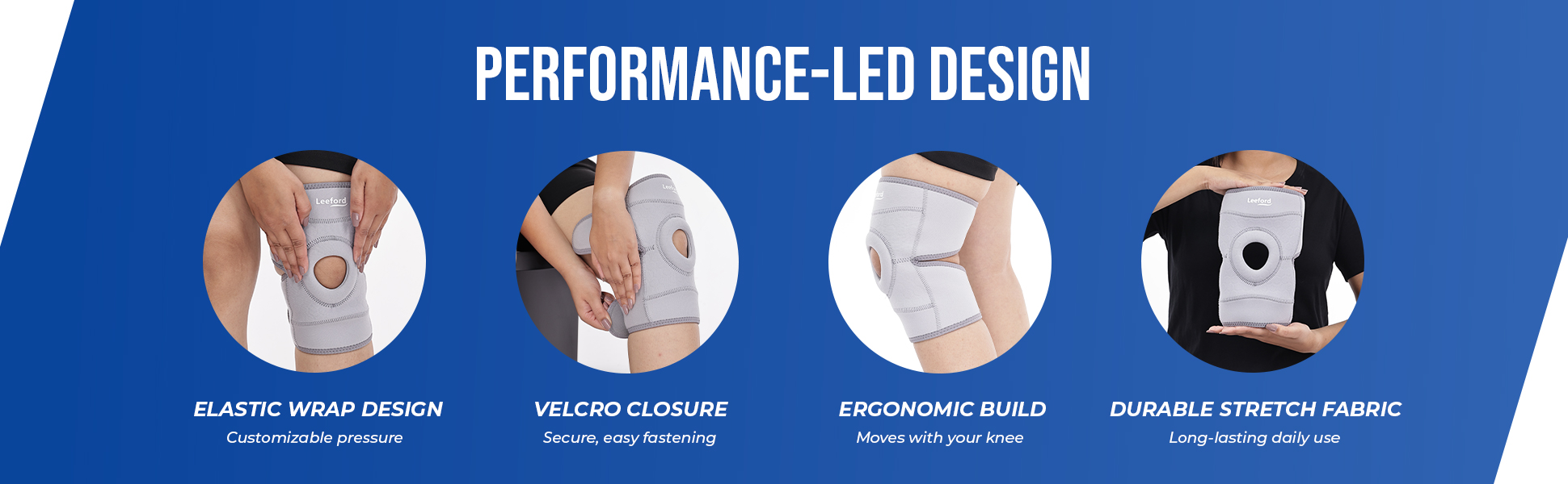 knee wrap with elastic wrap design velcro closure n durable stretch fabric