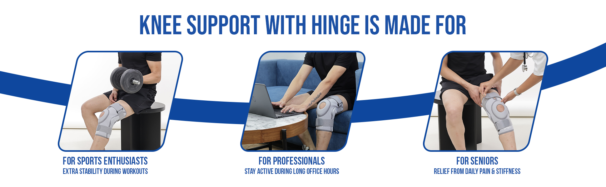 Knee support with hinge is made for sports persons senior citizens n office professionals