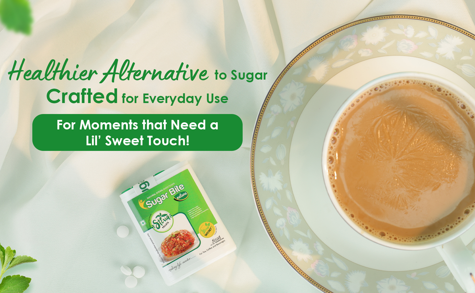 Sugar bite natura sweetener pellets alternative to sugar