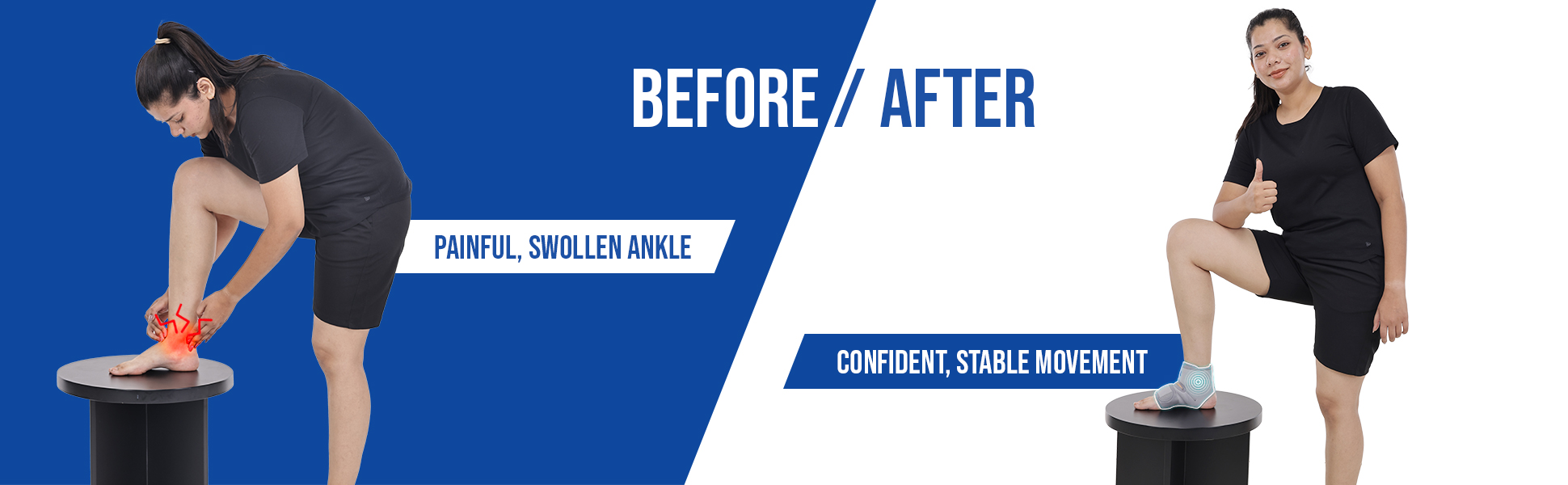 ankle wrap is before n after use comparison