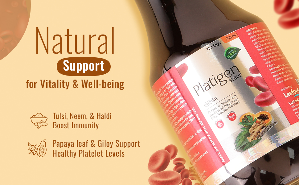 Platigen Platelet Enhancer Syrup with neem tulsi haldi