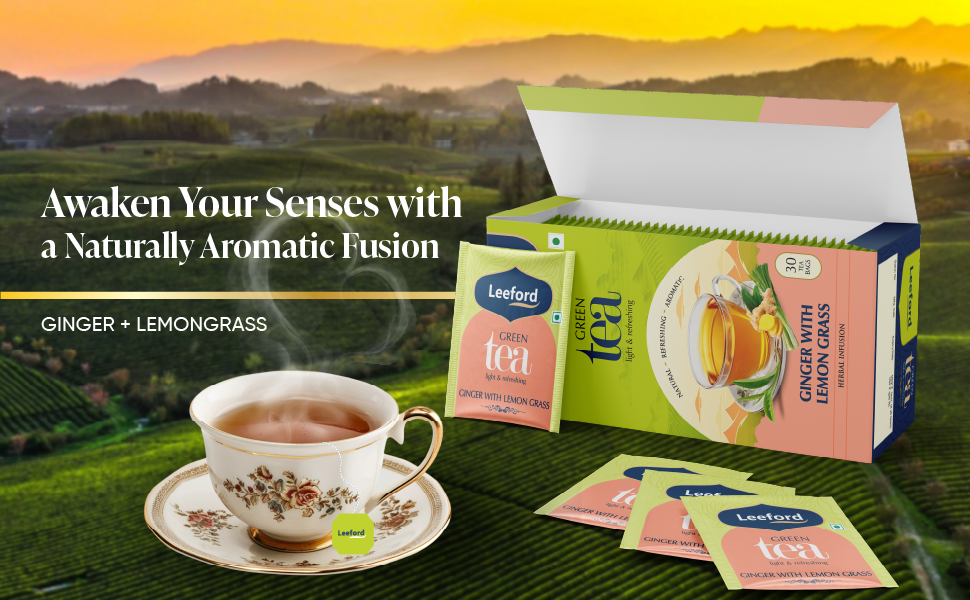 leeford ginger with lemon grass green tea packaging
