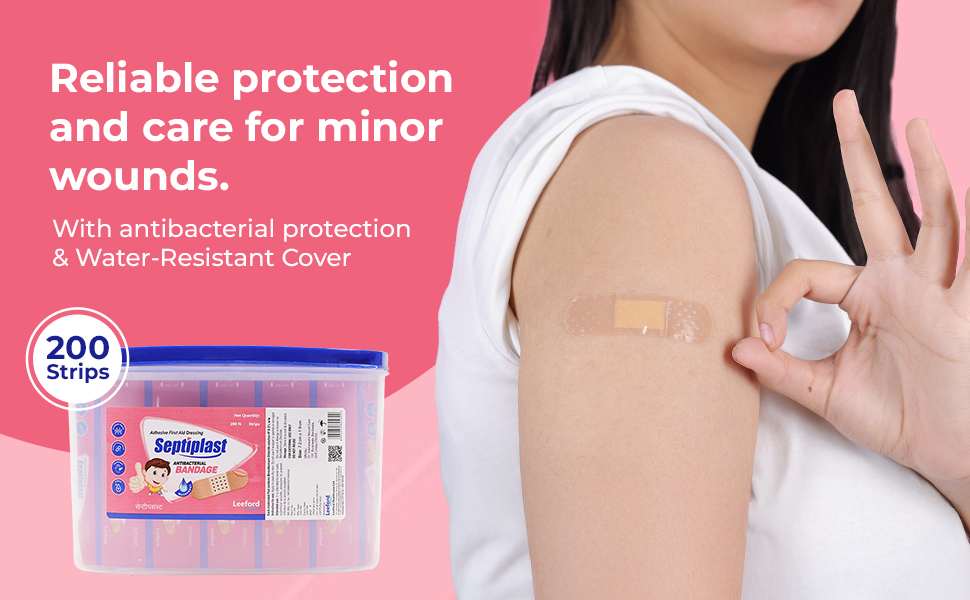 Leeford septiplast anti-bacterial bandage reliable protectiomn and care for wounds