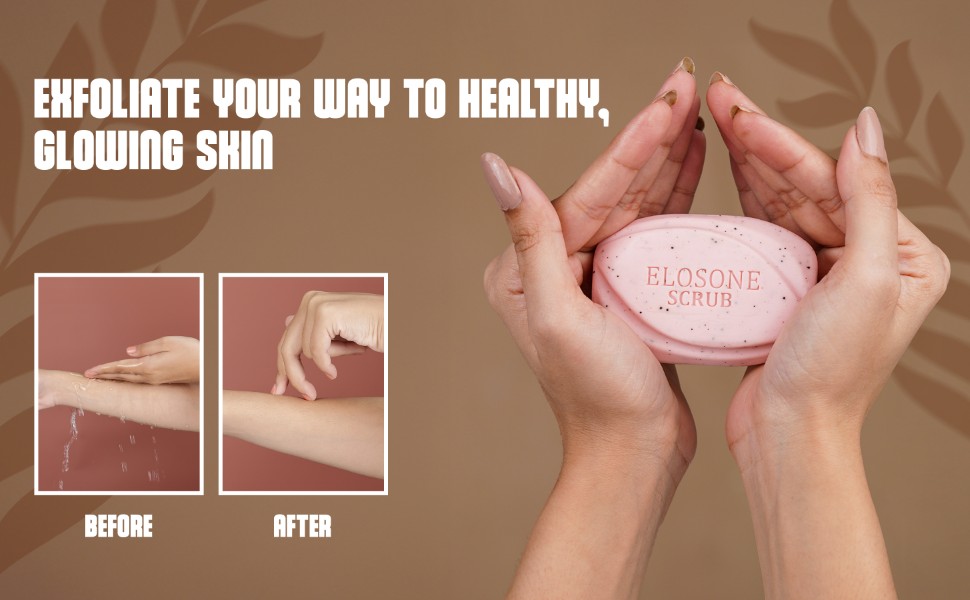 Elosone-HT Scrub Soap before and after use effects