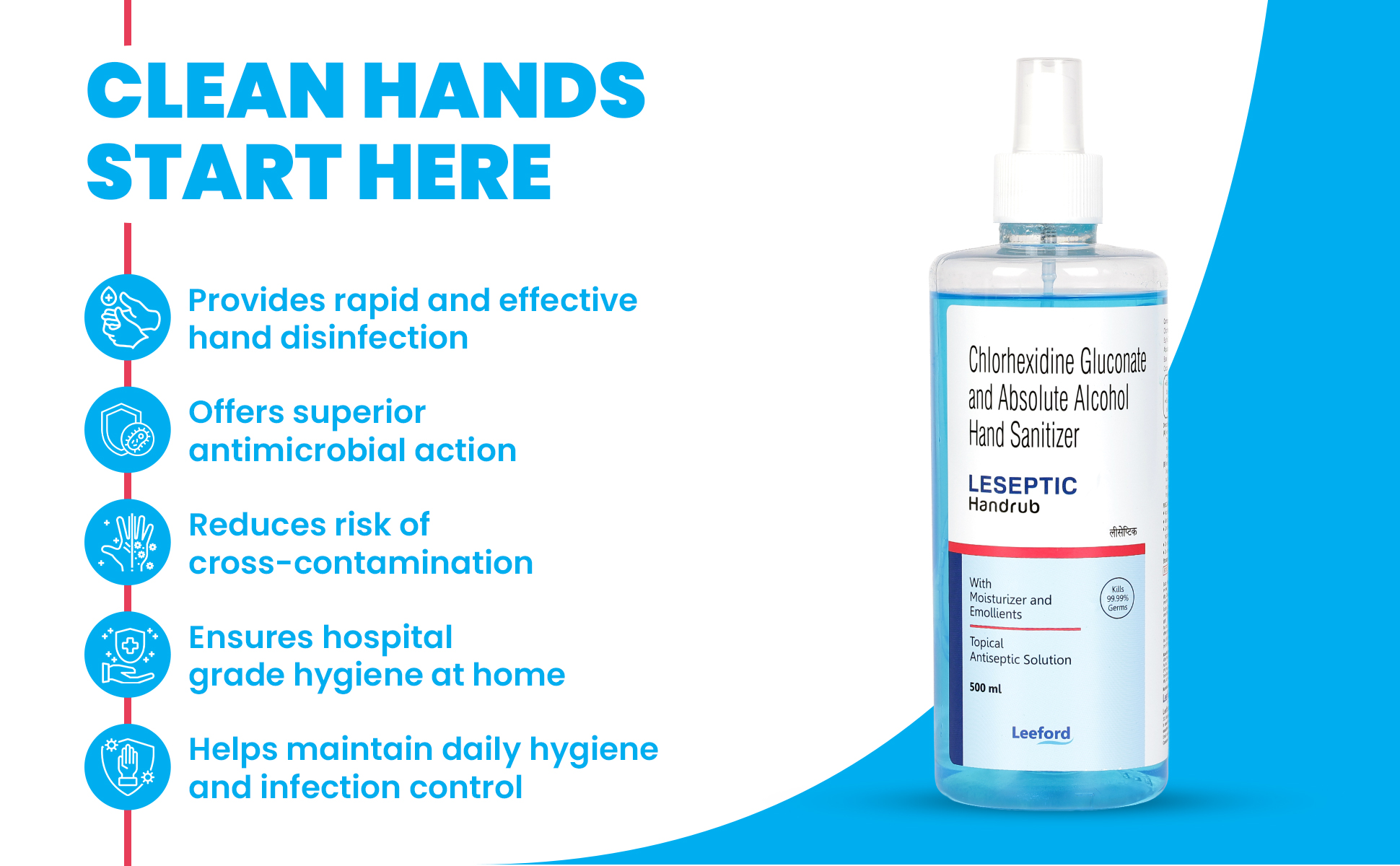 Leseptic handrub germ protection hands clear benefits