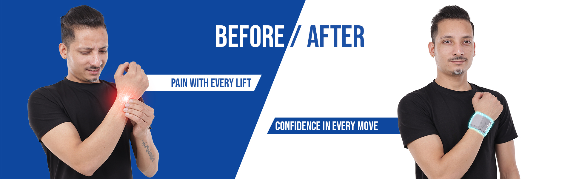 leeford wrist wrap before and after use comparison