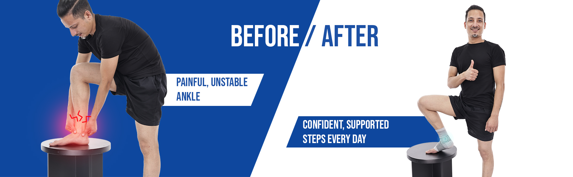 ankle binder before n after use comparison