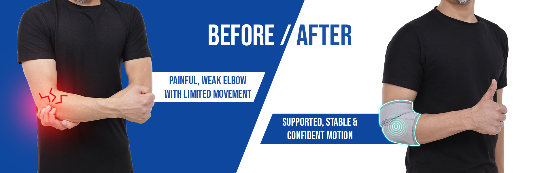 elbow brace before and after use effects
