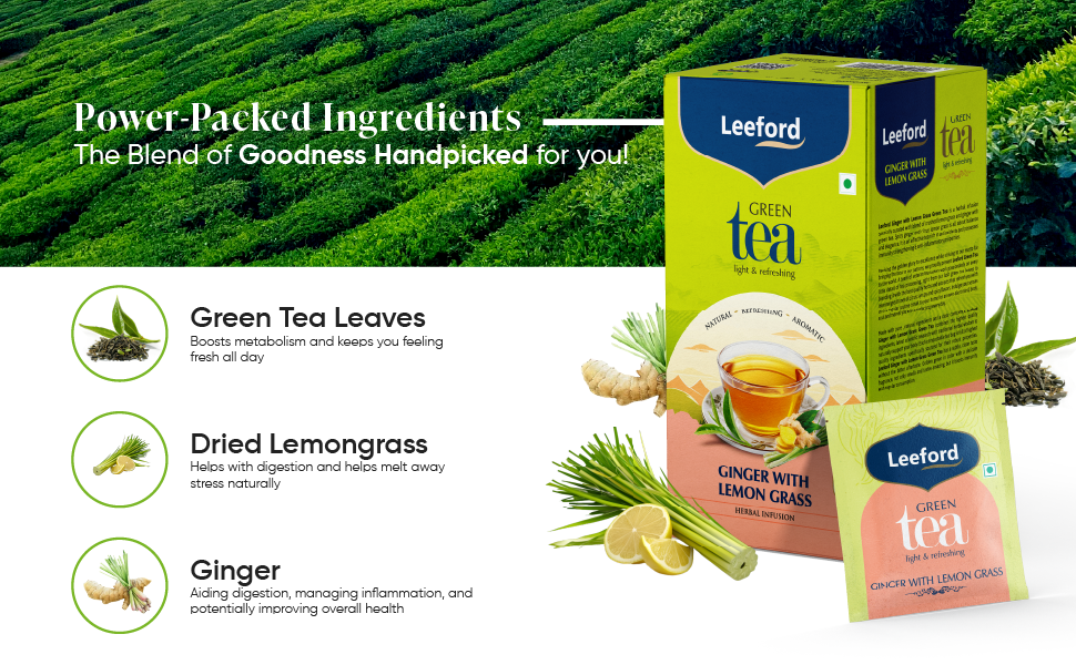 leeford ginger with lemon grass green tea power packed ingredients