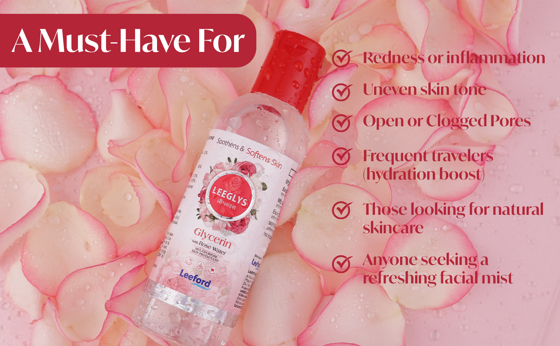 Leeglys glycerin with rose water with key benefits