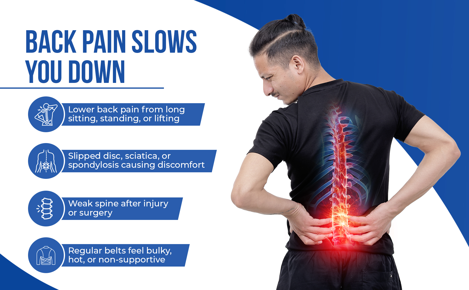 lower back pain problems from long sitting standing n lifting n weak spine after injury or surgery