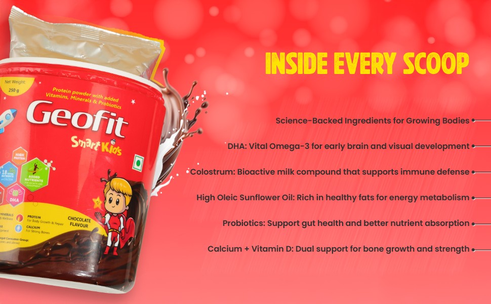 Geofit Chocolate Flavor Kids Protein Powder benefits
