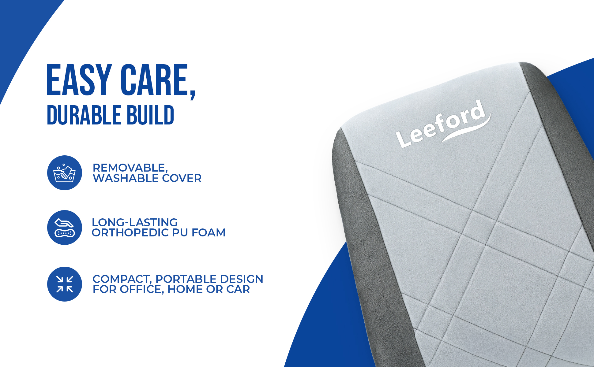 back support for chair with removable wash cover n long lasting orthopedic pu foam