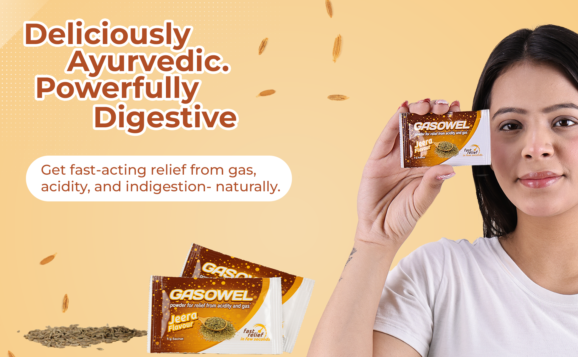 Gasowel jeera flavor powder get fast relief from acidity gas and bloating